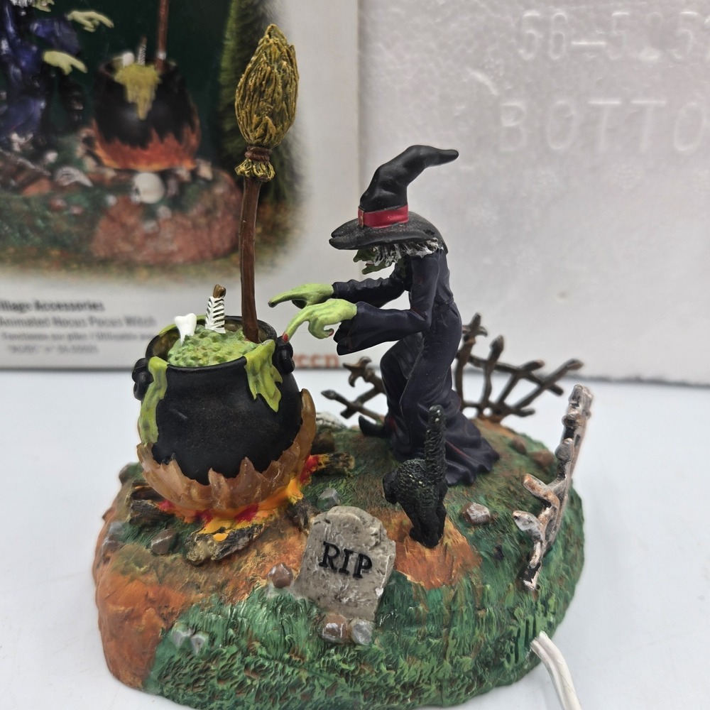 Vtg Dept 56 Halloween Village accessories Animated Hocus Pocus Witch W Orig. Box